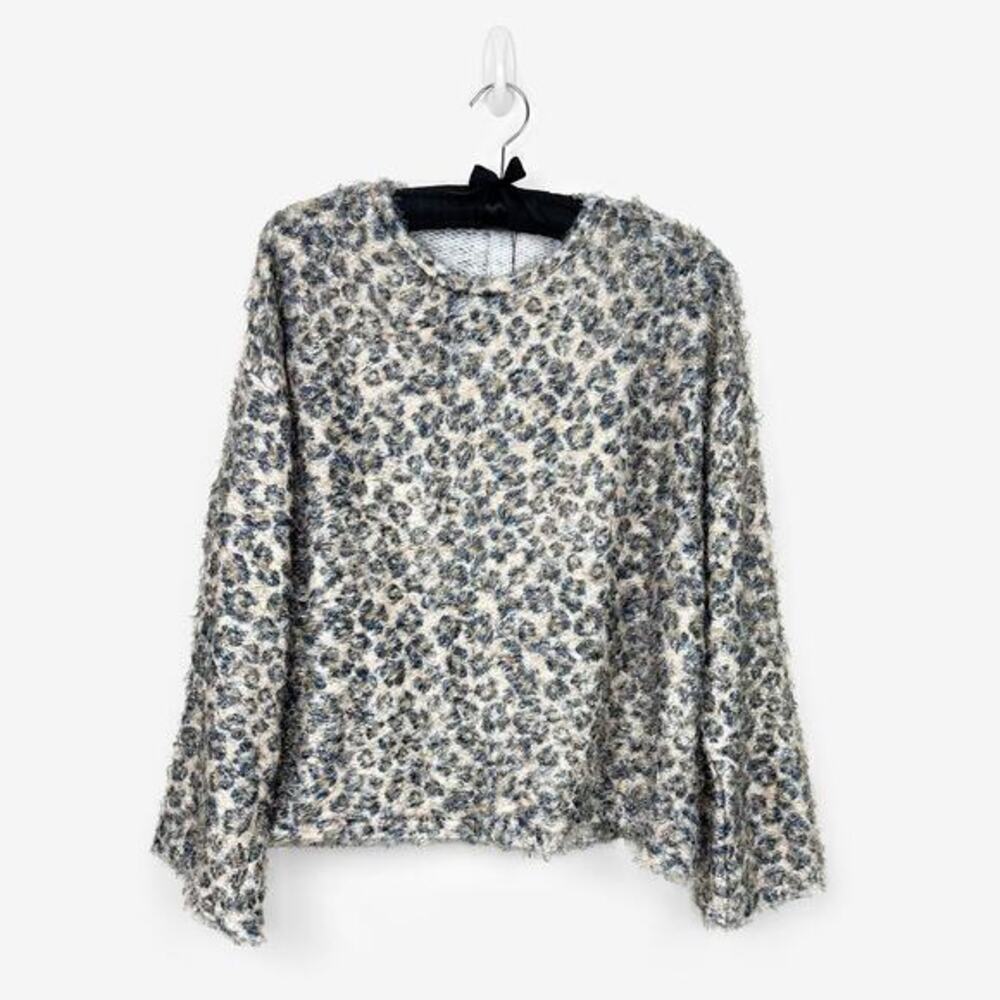 Zara Trafaluc Fuzzy Leopard Sweater Size L Animal Print Cozy Comfy Relaxed Y2K